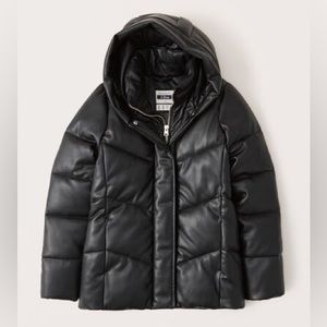 Abercrombie&Fitch Ultra Mid-Length Vegan Leather Puffer